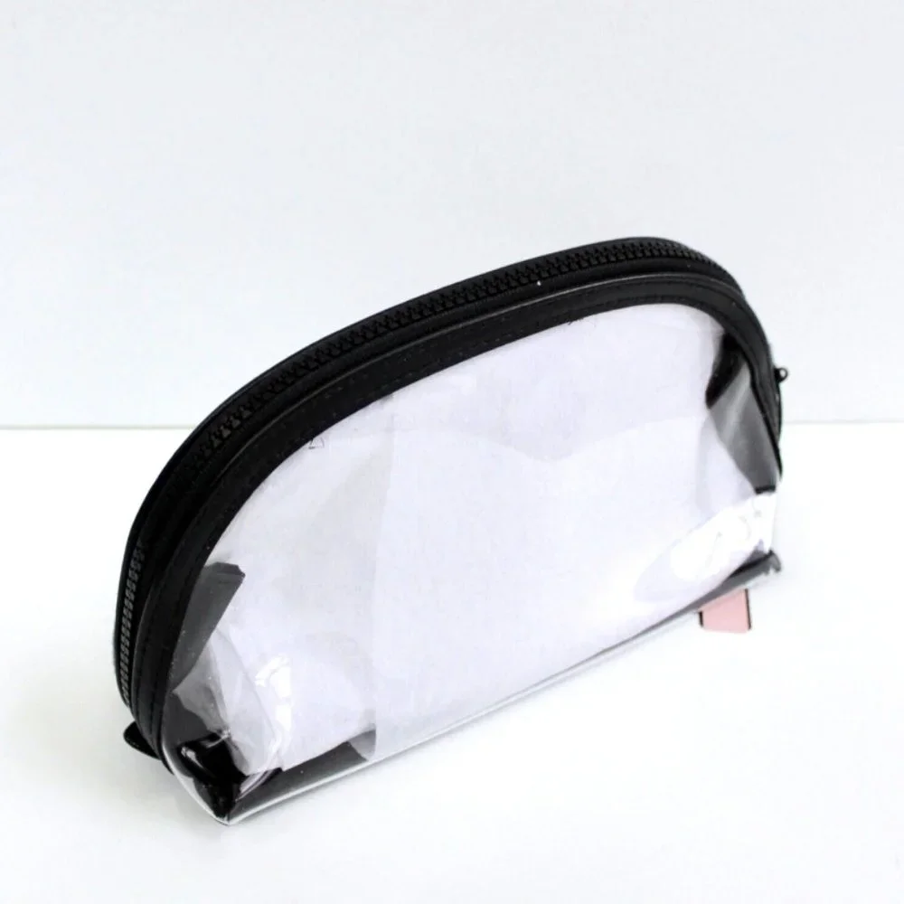 Victoria's Secret Clear Sparkle Confetti Zip Cosmetic Makeup Case Pouch Bag